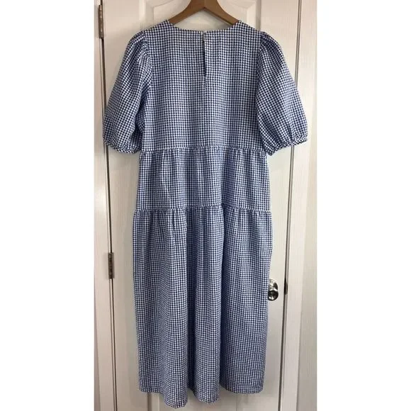 Old Navy Blue Gingham Midi Dress - Picture 2 of 12